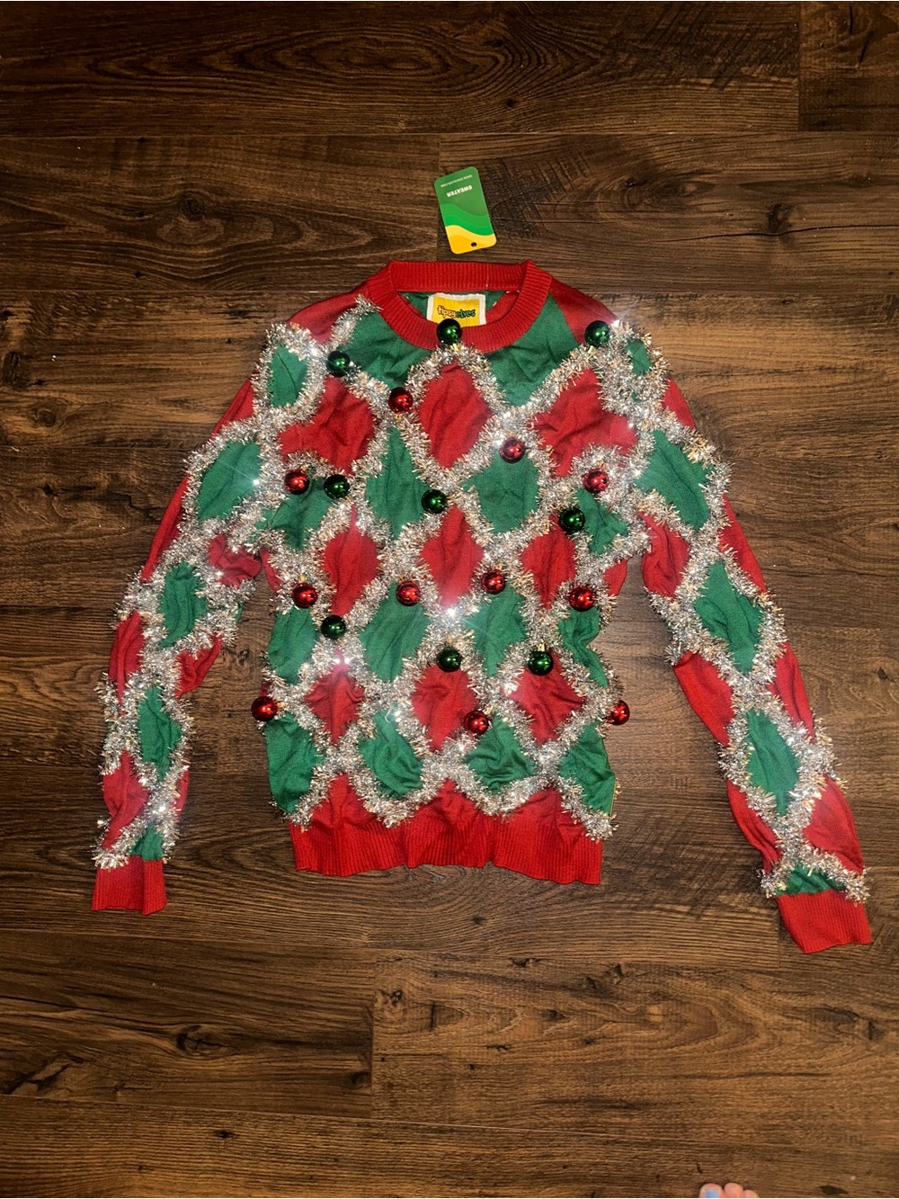 Tipsy Elves Red, Green & Silver Holiday Crewneck Sweater